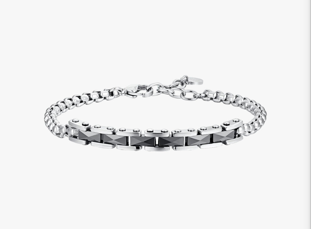 BRACCIALE UOMO IN ACCIAIO CON ELEMENTI CENTRALI