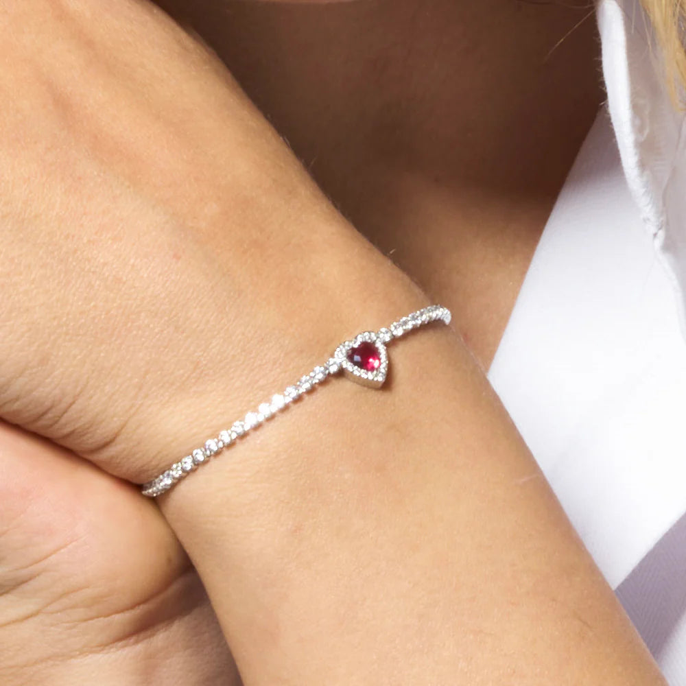 BRACCIALE TENNIS CON CUORE ROSA IN ZIRCONI - LUCA BARRA